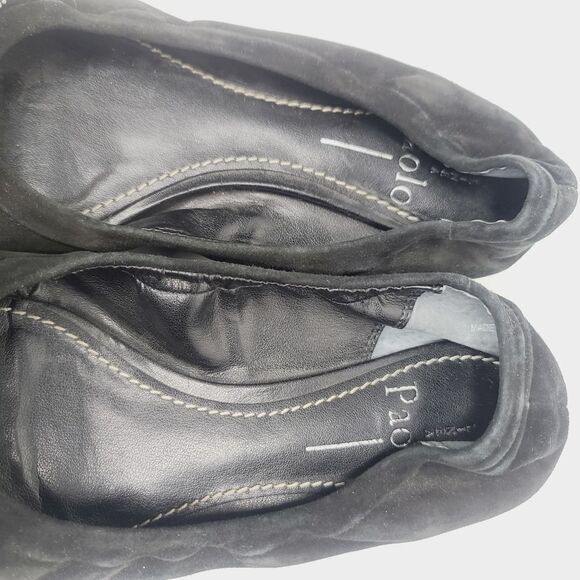 Linea Paolo Black Silver Zipper Edgy Suede Ballet Flat size 7 - Picture 12 of 14